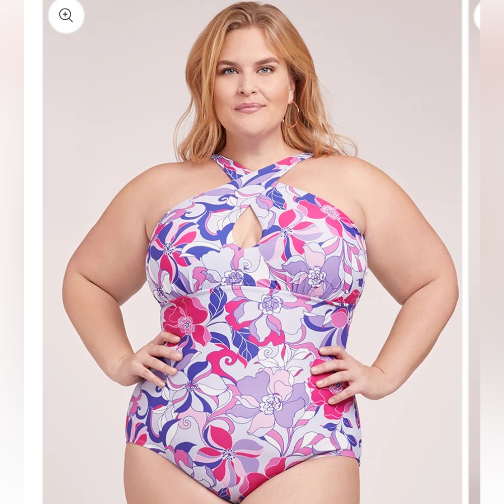 NWT LYSA Kylie High Neck Floral Halter One Piece Swimsuit